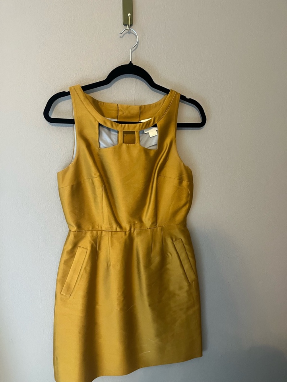 Maeve Anthropologie Mustard Yellow Sleeveless Bow-Accent Dress